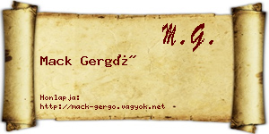 Mack Gergő névjegykártya